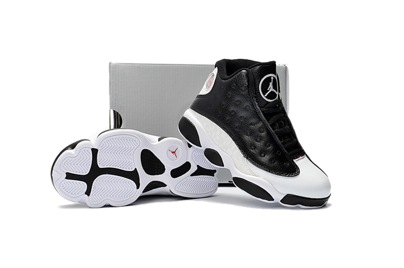 New Air Jordan 13 White Black Shoes For Kids